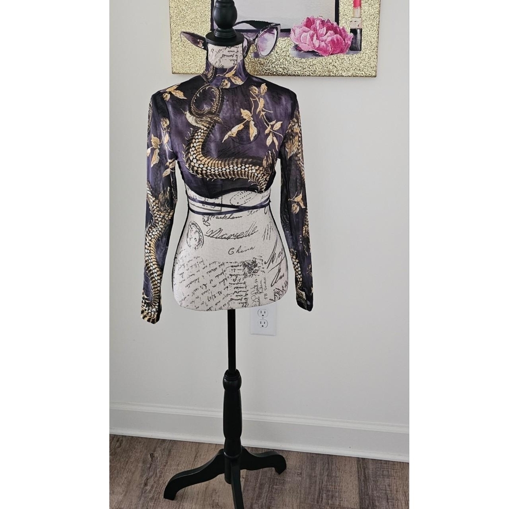 Chic Snake Print High Neck Top